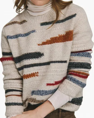 Autumn Cashmere Textured Striped Crewneck Sweater In Sugarcane Combo In Multi