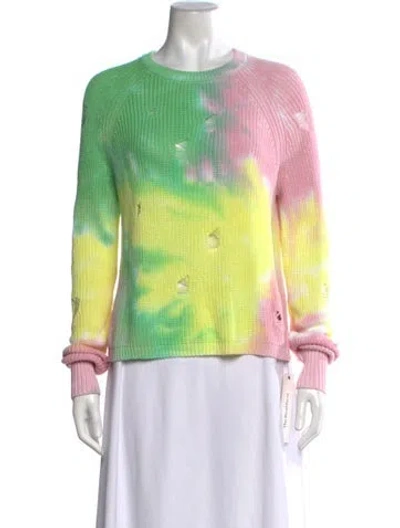 Pre-owned Autumn Cashmere Tie-dye Print Crew Neck Sweater In Green
