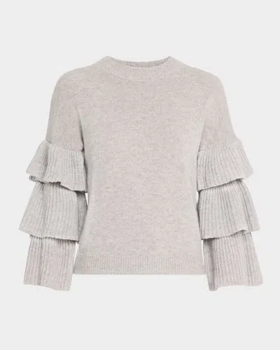 Autumn Cashmere Tiered-sleeve Crewneck Cashmere Sweater In Sweatshirt