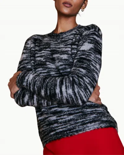 Autumn Cashmere Tiger Stripe Chunky Crew Sweater In Tabby In Black