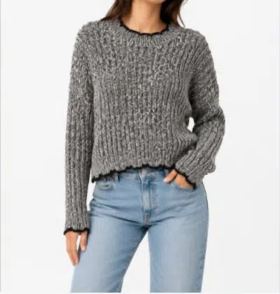 Autumn Cashmere Tipped Ladder Stitch Crew Sweater In Charcoal In Multi