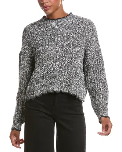 Autumn Cashmere Tipped Ladder Stitch Crewneck Sweater In White