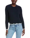 Autumn Cashmere Tipped Scallop Shaker Cashmere Sweater In Blue