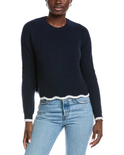 Autumn Cashmere Tipped Scallop Shaker Cashmere Sweater In Blue