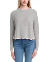 Autumn Cashmere Tipped Scallop Shaker Cashmere Sweater In Gray