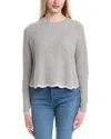 Autumn Cashmere Tipped Scallop Shaker Cashmere Sweater In Gray