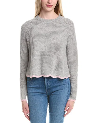 Autumn Cashmere Tipped Scallop Shaker Cashmere Sweater In Gray