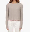 Autumn Cashmere Tipped Scallop Shaker Crew Sweater In Sweatshirt/confection