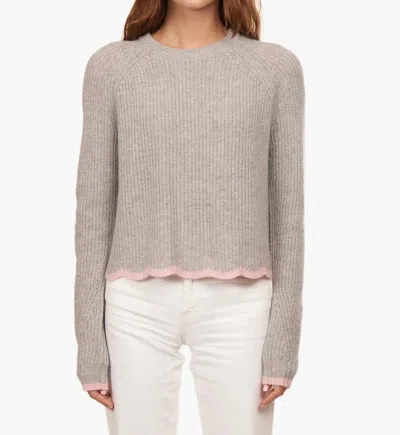Autumn Cashmere Tipped Scallop Shaker Crew Sweater In Sweatshirt/confection