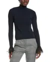 Autumn Cashmere Second Skin Sheer Mock Cashmere Sweater In Black
