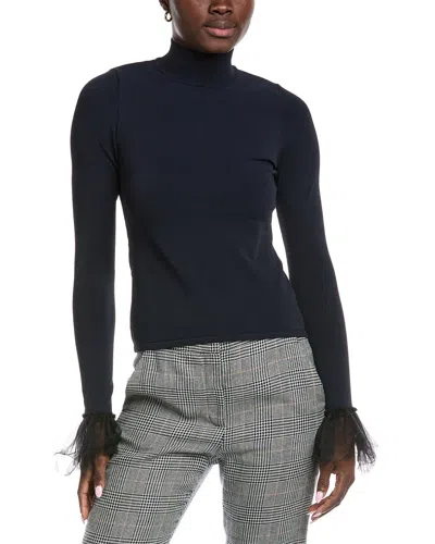 Autumn Cashmere Tulle Ruffle Cuffs Sweater In Blue