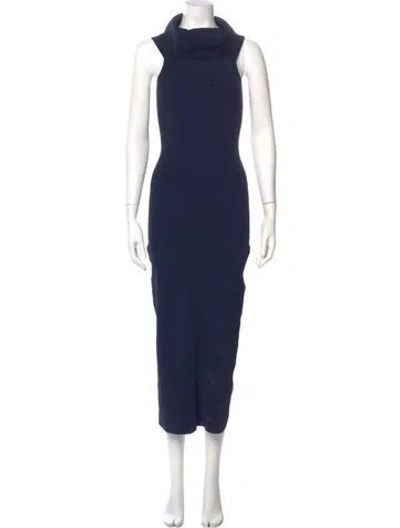 Pre-owned Autumn Cashmere Turtleneck Long Dress In Blue