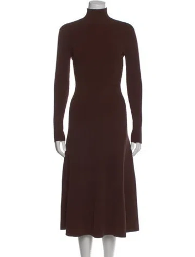 Pre-owned Autumn Cashmere Turtleneck Midi Length Dress In Brown