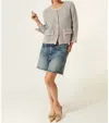Autumn Cashmere Tweed Jacket With Crochet Trim In Navy Combo In Black