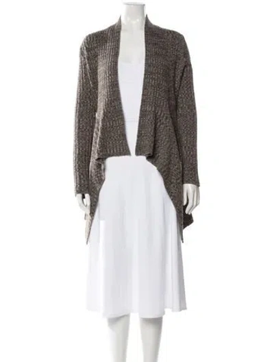 Pre-owned Autumn Cashmere Tweed Pattern Open Front Sweater In Brown