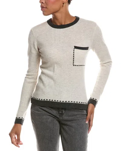 Autumn Cashmere Two Tone Crewneck Cashmere Sweater In Neutral