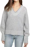 Autumn Cashmere V-neck Mesh Shoulder Sweater In Pale Grey In Grey