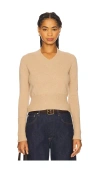 Autumn Cashmere V Neck With High Cuffs In Neutral