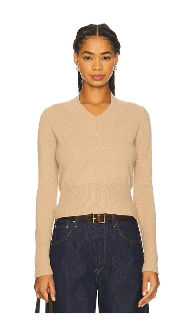 Autumn Cashmere V Neck With High Cuffs In Neutral