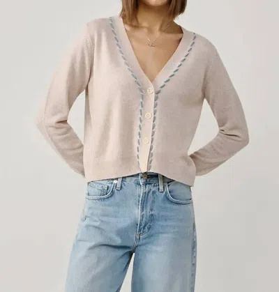 Autumn Cashmere V-neck Cardigan With Tubular Lacing In Basket Combo In Neutral