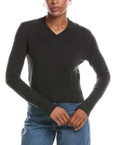 Autumn Cashmere V-neck High Cuff Cashmere Sweater In Black
