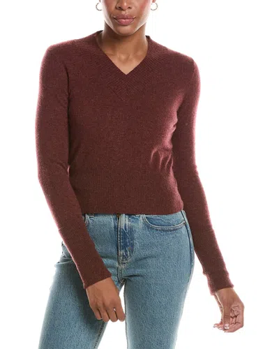 Autumn Cashmere V-neck High Cuff Cashmere Sweater In Burgundy