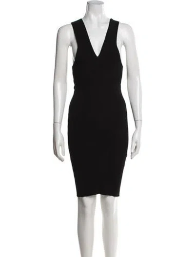 Pre-owned Autumn Cashmere V-neck Knee-length Dress In Black