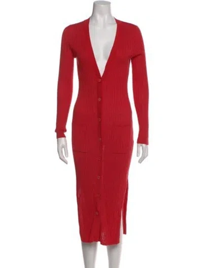 Pre-owned Autumn Cashmere V-neck Long Dress In Red