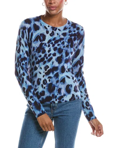Autumn Cashmere Watercolor Print Cheetah Crewneck Cashmere Sweater In Animal Print