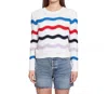 Autumn Cashmere Wavy Stripe Crew Sweater In White Brights In Multi