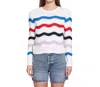 Autumn Cashmere Wavy Stripe Crew Sweater In White Brights In Multi