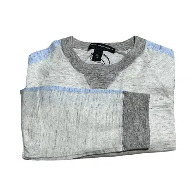 Autumn Cashmere Women's Colorblock Raglan Crewneck Long Sleeve Sweater In Off White Silver Sky In Animal Print
