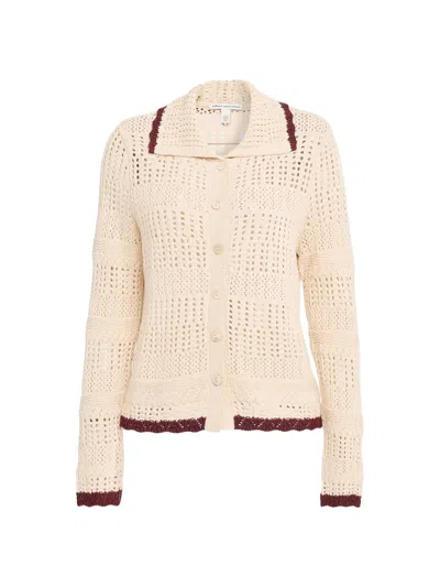 Autumn Cashmere Women's Cotton Pointelle Cardigan In Brown