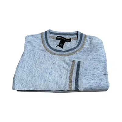 Autumn Cashmere Women's Crewneck Long Sleeve Striped Trims Top In Ice Combo In Black