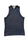 Autumn Cashmere Women's Diamond Stitch Tank In Navy Blue In Blue