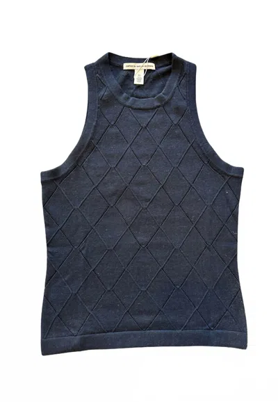 Autumn Cashmere Women's Diamond Stitch Tank In Navy Blue
