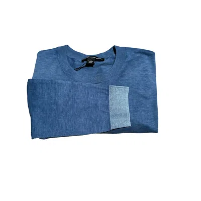 Autumn Cashmere Women's Inked Crewneck Piping Long Sleeve Top In Blue Combo