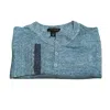 Autumn Cashmere Women's Long Placket Henley Cover Stitch Top In Lagoon Navy In Multi