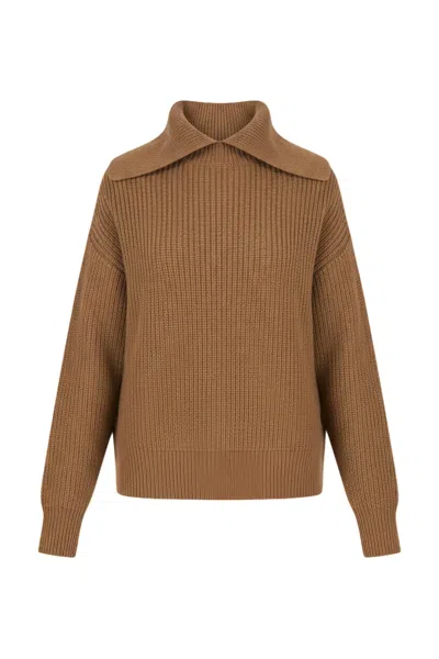 Autumn Cashmere Women's Long Sleeve Shaker Sweater In Camel In Brown