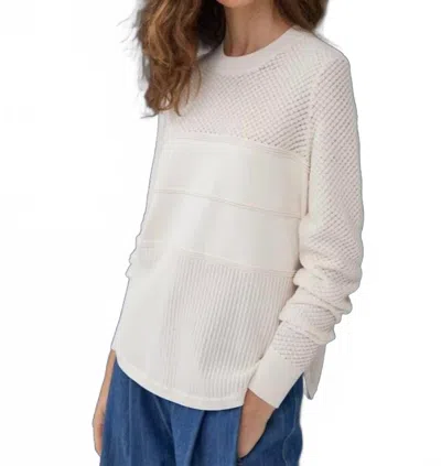 Autumn Cashmere Women's Mixed Stitch Shirttail Crewneck Top In White