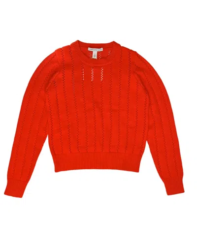 Autumn Cashmere Women's Pointelle Crewneck Sweater In Flame In Red