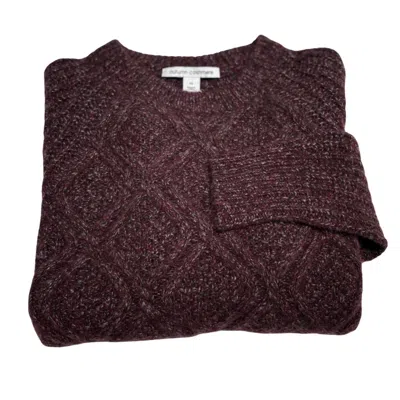 Autumn Cashmere Women's Shaker Crew Cable Detail In Mulled Wine In Brown