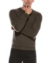 Autumn Cashmere Wool & Linen-blend Henley Crewneck Sweater In Green