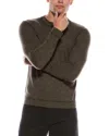 Autumn Cashmere Wool & Linen-blend Henley Crewneck Sweater In Green