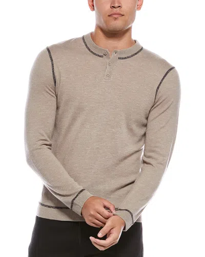 Autumn Cashmere Wool & Linen-blend Henley Shirt In Brown
