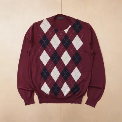 Pre-owned Autumn Cashmere X Prada Ss18 Runaway Argyle Sweater Runaway In Red
