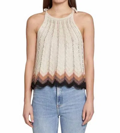 Autumn Cashmere Zig Zag Stitch Flared Halter Tank In White