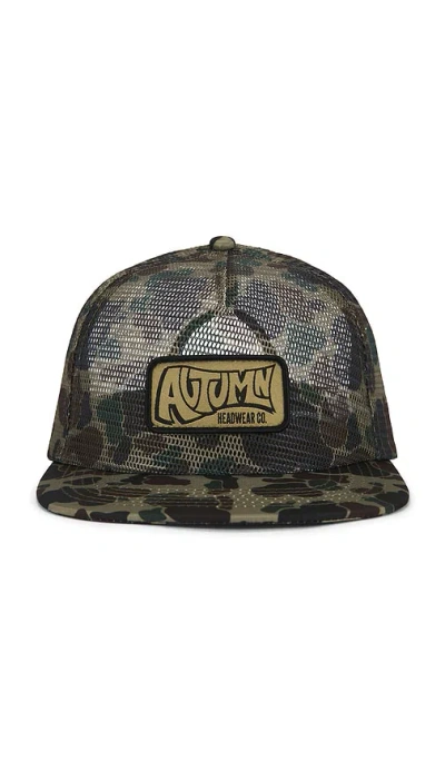 Autumn Headwear Camo Trucker Cap In Black