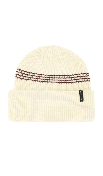 Autumn Headwear Mini Stripe Beanie In Natural Burgundy