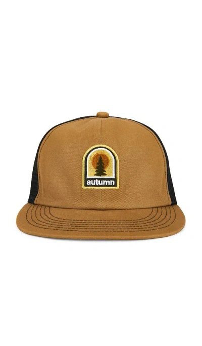 Autumn Headwear Twill 6 Panel Trucker Cap In Brown